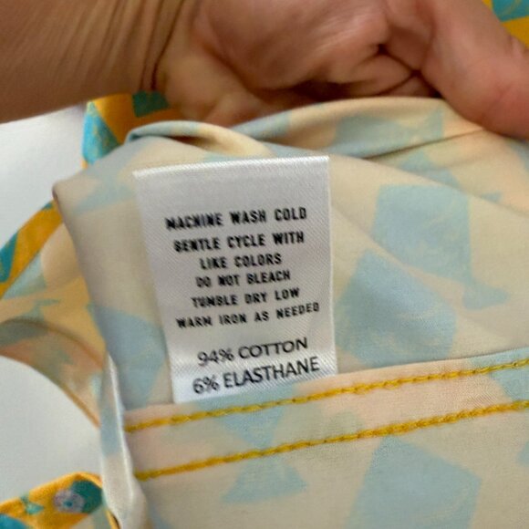 Sovereign Code Yellow & Blue Fish Pattern Short Sleeve Button Down Shirt 10/12 - Picture 6 of 6